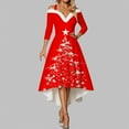 thumbnail image 2 of Women Christmas Outfit Elegant Holiday Party Dress For Festive Dinner Evening Gala Celebration Comfortable Flowy Design Red L, 2 of 5