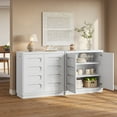 thumbnail image 3 of Kitchen Storage Cabinet with 2 Doors and Adjustable Shelves, Sideboard Buffet Cabinet with Storage, Curved Design Dresser/Coffee Bar for Kitchen Hallway Living Room, White, 3 of 9