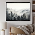 thumbnail image 1 of Designart Forest framed wall art decor, Forest framed wall Art, Misty Morning Forest Horizon In Grey , Extra large black framed wall art, 32x16 inches black frame, 1 of 5