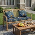 thumbnail image 6 of SHANNA Outdoor Bench Cushion with 2 Pillowcase, Waterproof Garden Bench Cushions for Outdoor Furniture, Patio Porch Swing Replacement Seat Pad with Ties, Blue Leaves, 60"x20"x3", 6 of 12