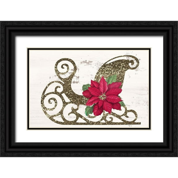 Sasha 14x11 Black Ornate Wood Framed with Double Matting Museum Art Print Titled - Sleigh Petals I