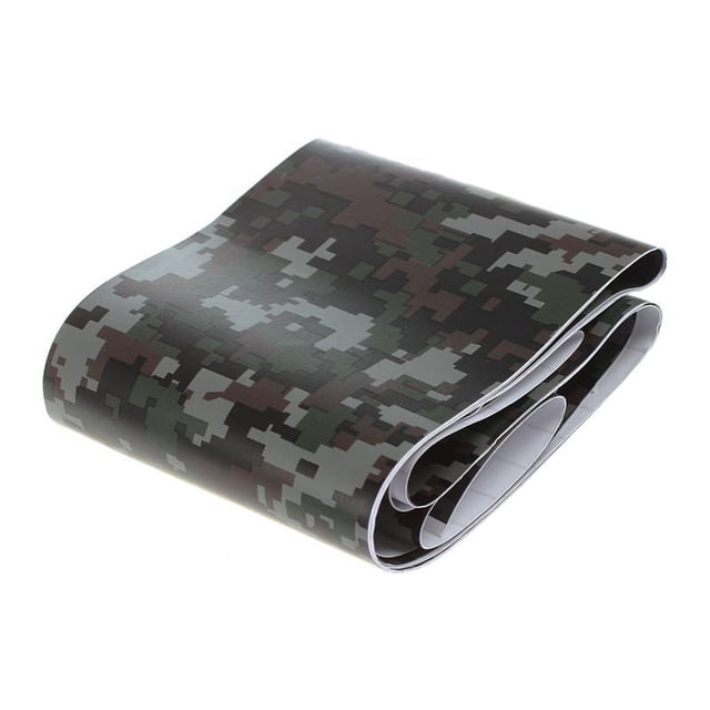 1 Rollo Camo Etiqueta Autoadhesiva De Fibra Carbono Motocicleta Pvc Vinilo Ejército Camuflaje Digital Negro 152X10Cm