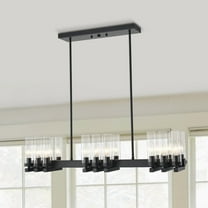 Edana 36 in. 18-Light Indoor Matte Black Finish Chandelier with Light Kit
