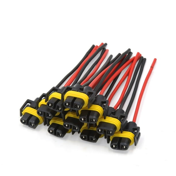 10X Coche Bombilla Luz H11 Conector Toma Cableado Extensión Plástico