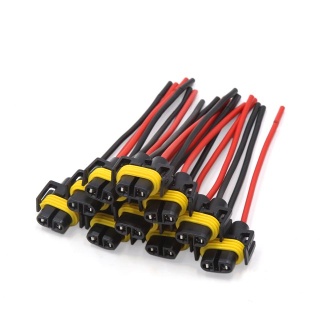 10X Coche Bombilla Luz H11 Conector Toma Cableado Extensión Plástico