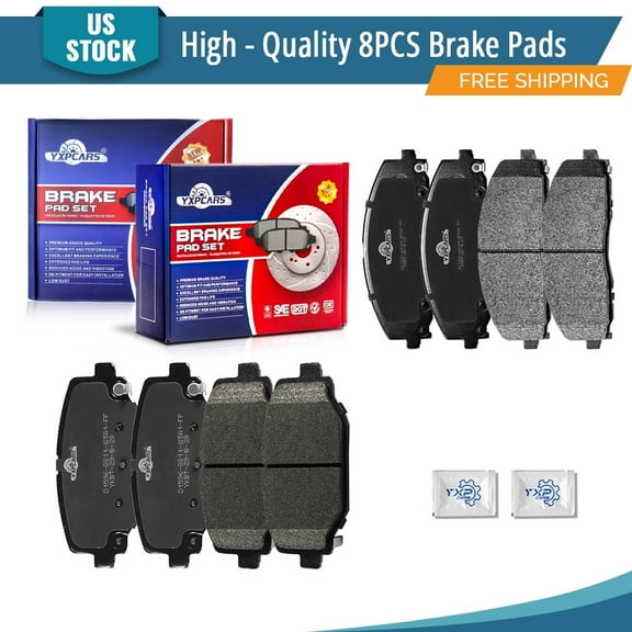 YXPCARS 8PCS Ceramic Brake Pads for Chrysler Town & Country Dodge Journey, Front & Rear D1589 D1596