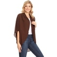 thumbnail image 3 of Women's Solid Casual Chiffon Kimono Sleeve Open Front Cardigan Cape, 3 of 5