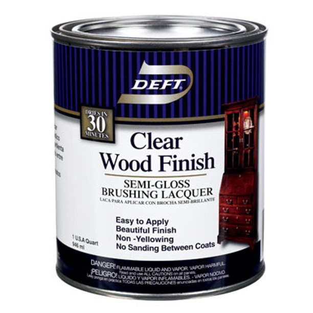 Deft Wood Finish SemiGloss Clear OilBased Brushing Lacquer 1 qt