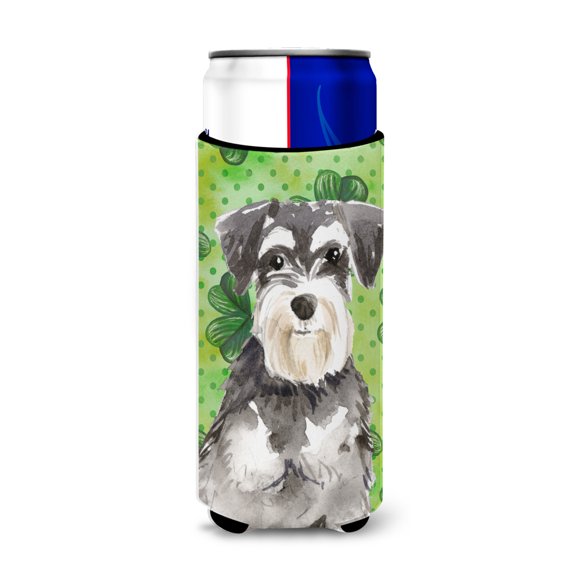 Carolines Treasures CK1796MUK Shamrocks Schnauzer 2 Michelob Ultra Hugger for slim cans  Slim Can multicolor
