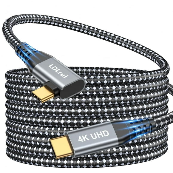 UTAH-10ft USB-C to USB-C 3.2 Gen 2×2 Cable, 90 Degree High-Speed 20Gbps Data, 4K60Hz Video, and 100W PD3.0 Charging Cord for Oculus Quest 2, iPhone 15ProMax, Galaxy S23, PS5, Portable Monitors, Webca