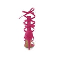 thumbnail image 2 of BLISSFUL STEP Women's Open Toe Stiletto Heeled Lace up Solid Sandals Hot Pink 8.5, 2 of 7