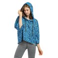 thumbnail image 3 of Women’s Crop Top Hoodie Sweatshirt Oversized Casual 3/4 Sleeve One Size Blue Cheetah, 3 of 7