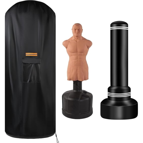 Smlper 70" x 28" 420D Oxford Free Standing Punching Bag Cover, Reflective Thicker Handle, Waterproof Zipper, Full Protector for Dummy Boxing Bag(Black)
