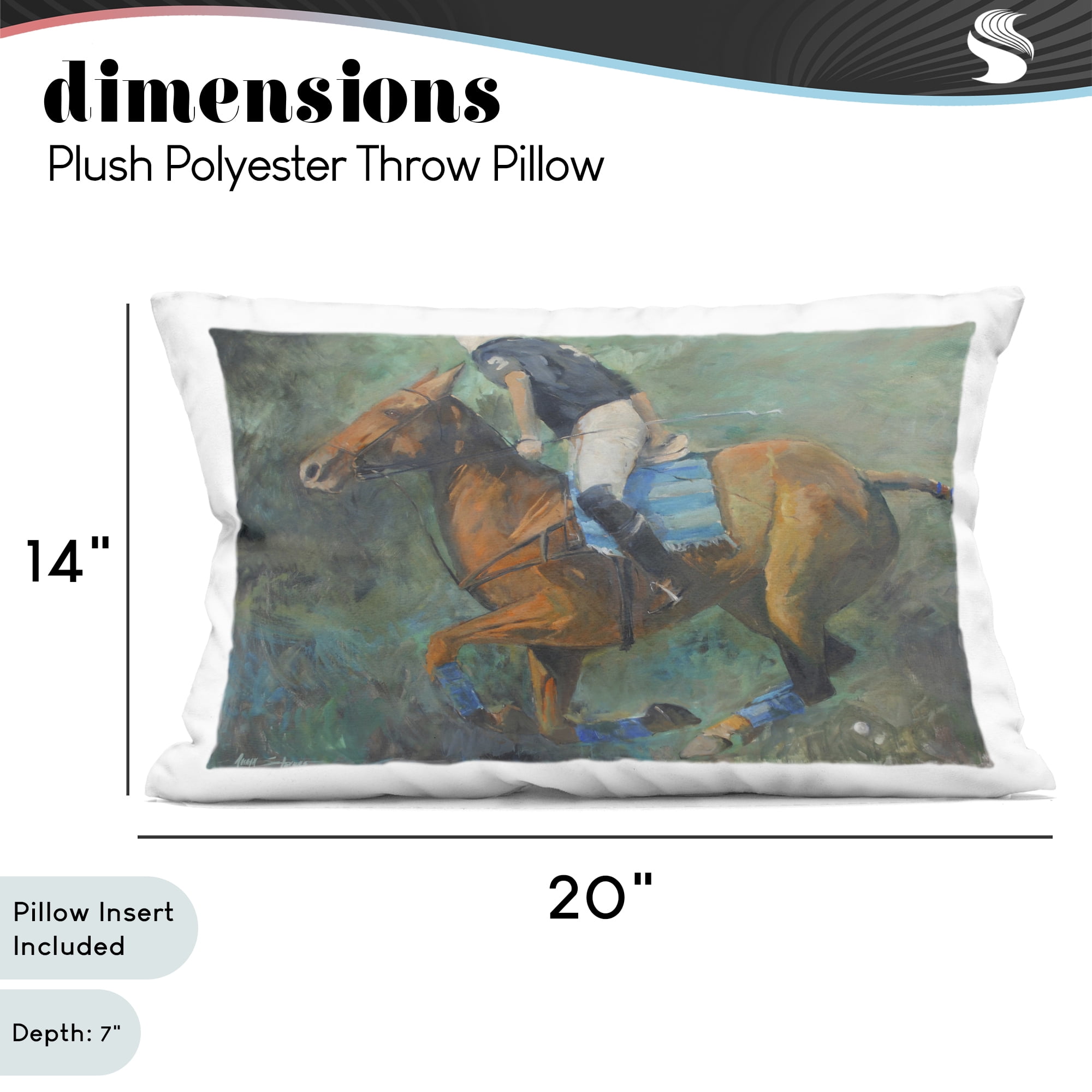 Stupell Industries Polo Rider in Dynamic Motion Decorative Printed Throw Pillow, design by Jadei Graphics, 14 x 7 x 20