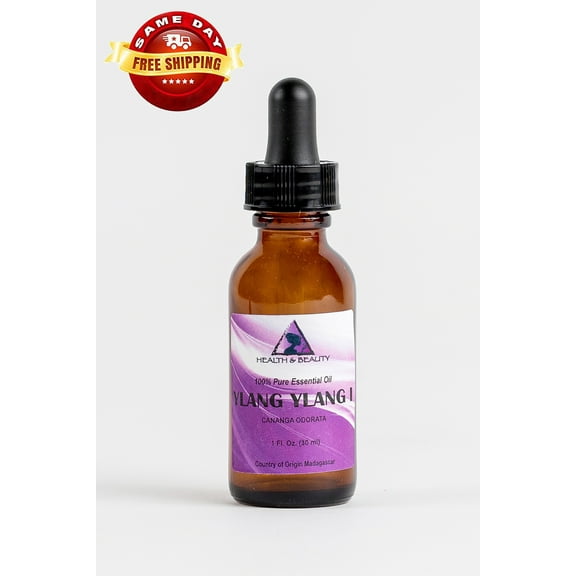YLANG YLANG ESSENTIAL OIL ORGANIC AROMATHERAPY PURE GLASS DROPPER 1 OZ, 30 ml