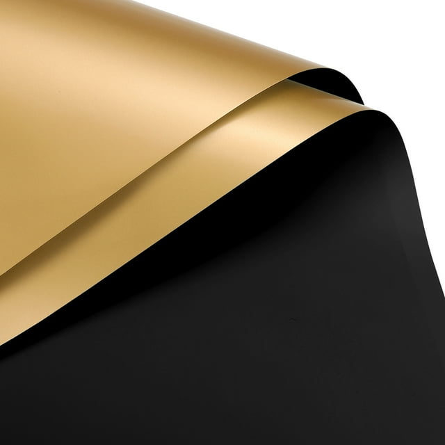 Unique Bargains Double Sided Color Flower Wrapping Paper Black+Gold 22.8'x22.8' Waterproof 10 Pack