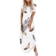 thumbnail image 2 of ICHUANYI Clearance Women's Dresses Summer Casual Rounk Neck Short Sleeve Pockets Printing Long Dress(White, XXL) ICHUANYI WER2023081110592, 2 of 5