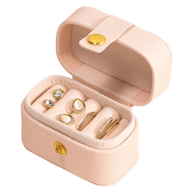Caja de anillos pequeña caja de joyería de viaje organizador, mini joyero portátil caja de almacenamiento de anillos, práctico regalo de viaje para niñas y mujeres
