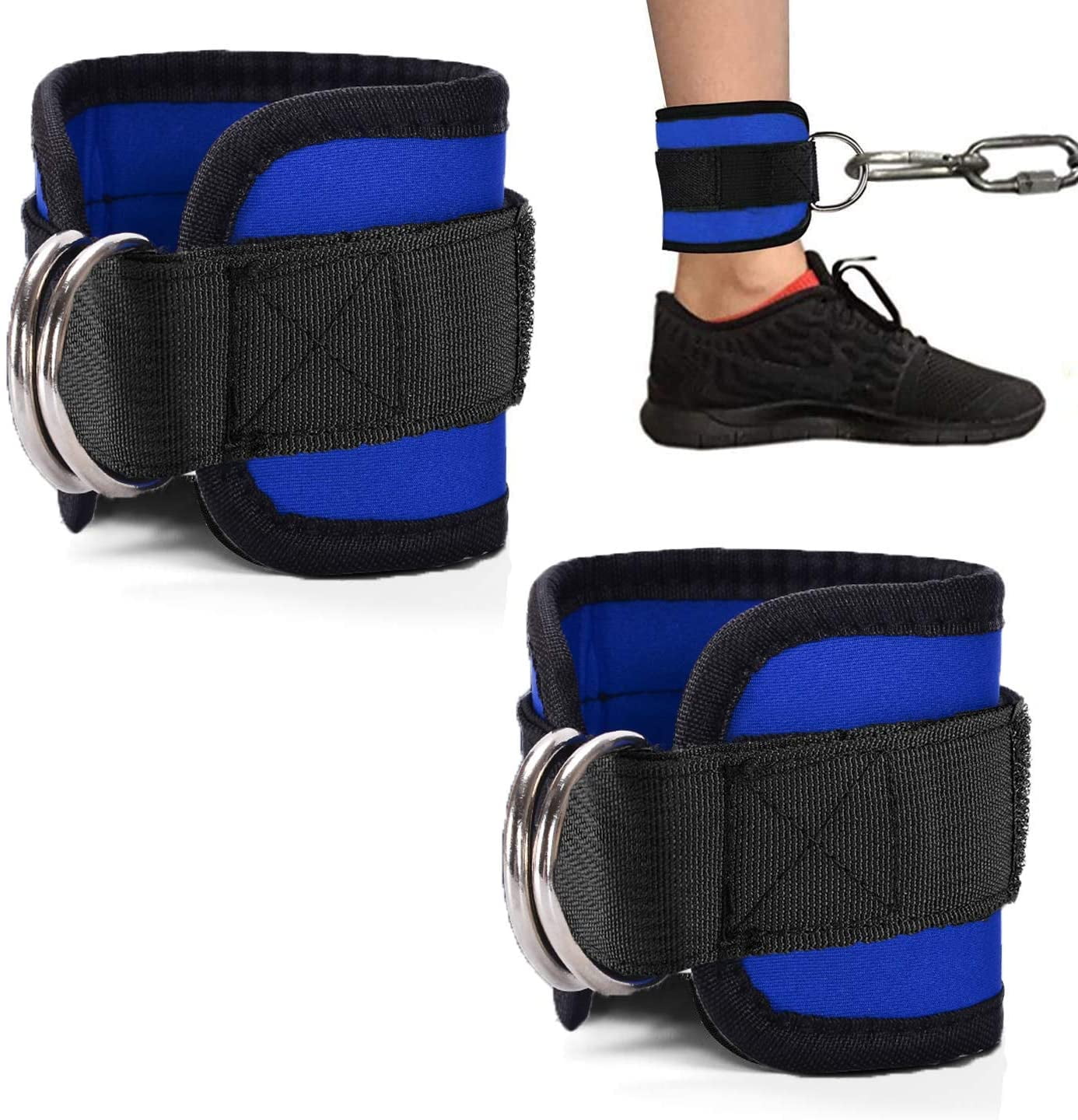 Fitness Gym Double D-Ring Padded Ankle Strap Cuffs for Cable Machines Attachment Fitness Gym Double D-Ring Padded Ankle Strap Cuffs for Cable Machines Attachment