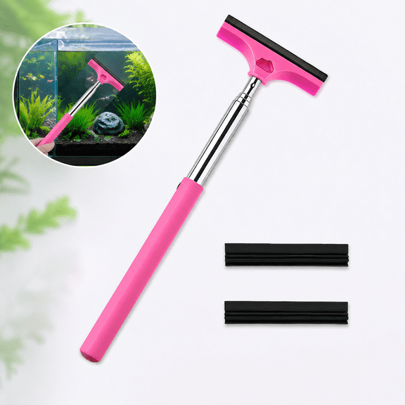 Aquarium Algae Scraper Cleaner with 2 Replacement Heads – Fish Tank Glass Cleaning Brush for Easy Tank Maintenance