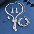 thumbnail image 5 of AEXTO Iced Out Crystal Set Tassel Necklace, Dangle Earrings & Eternity Bracelet – Perfect for Wedding, Party – Luxury Silver Jewelry for Women, 5 of 5