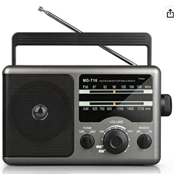 Jazmm AM FM Portable Radio, Large Knob Easy Operated, Portable Transistor Radio, AC/Battery Dual Power  for Senior, Elderly