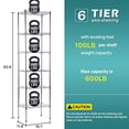 thumbnail image 5 of 6-Tier Storage Shelves, Pantry Mental Storage Rack/Kitchen Standing Wire Shelf/Garage Shelving, Commercial Wire Shelving Unit 16.7" W x 11.8" D for Tight Place (Chrome), 5 of 7