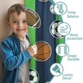 thumbnail image 3 of Blackout Kids Curtains,Green Striped Sports Balls Pattern Childrens Insulated Curtains Set Of 2,Bedroom Essentials,Toddler Room Decor 42"x84", 3 of 5
