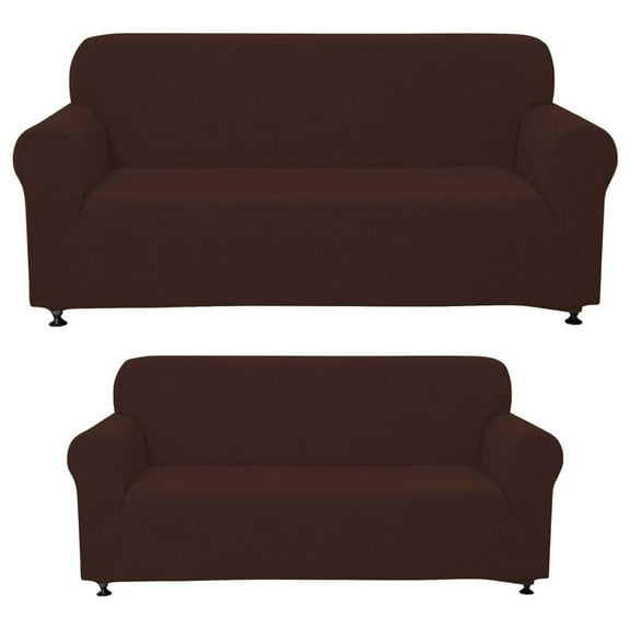 YOSITiuu 3-Piece Couch Cover Set, Sofa, Loveseat, and Arm Chair Slipcovers, Form fit Stretch, Wrinkle , Furniture Protector, Sofa Covers for Living Room, Polyester Spandex (Coffee/Brown)