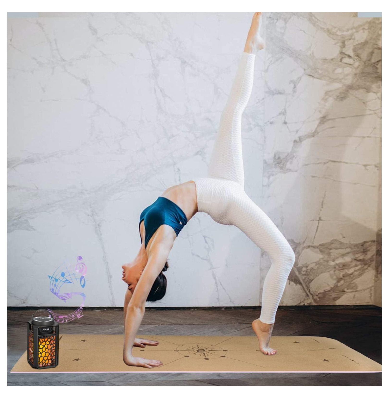 Cork Yoga Mat 6mm Thick - Non Slip Yoga Mat with Alignment Lines, Eco Friendly TPE Foam, Pilates Mat for Hot Yoga, Gym & Exercise - Includes Carrying Bag & Resistance Band