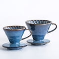 thumbnail image 4 of Goteador de café V60 de cerámica, cono para pour-over, alta temperatura, esmalte azul, grande, 4 of 7