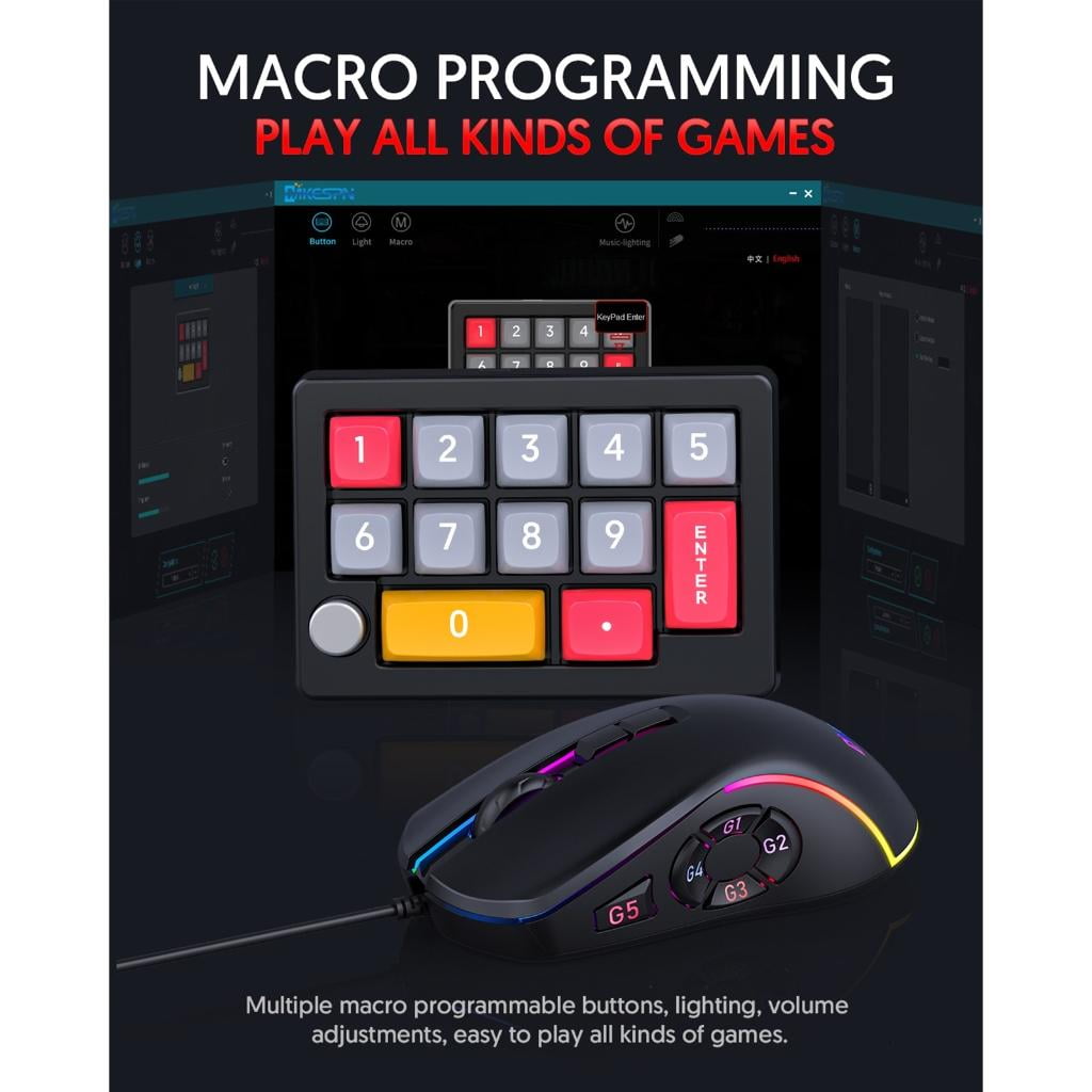 SIEYIO Multifunctional Programmable Macro Numeric Keyboard for Gaming/Working User Friendly Designs, USB Compatibility