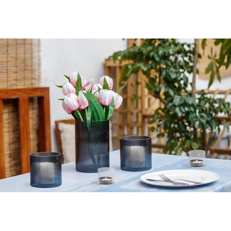 Better Homes & Gardens Smoke Glass Ribbed Hurricane Candleholder