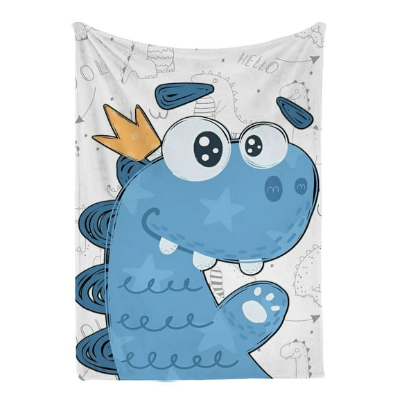 Cobija Manta Frazada Para Bebé Juana Gallo Diseño de Dino Azul Ultra Suave y Ligera