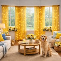 BrylaneHome Pre-Lit Rod-Pocket Curtain Panel