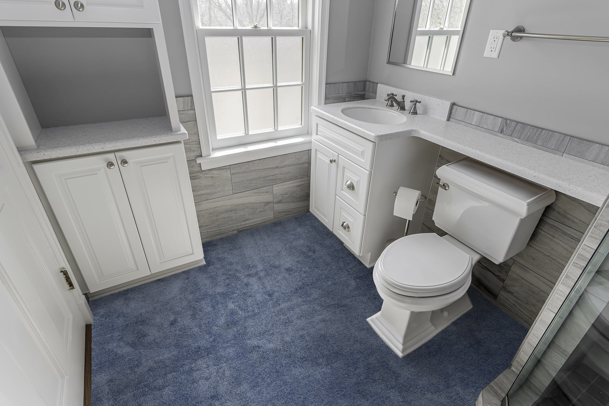 Garland Rug Room Size Washable Nylon Basin Blue Bathroom Carpet, 5' x 8'