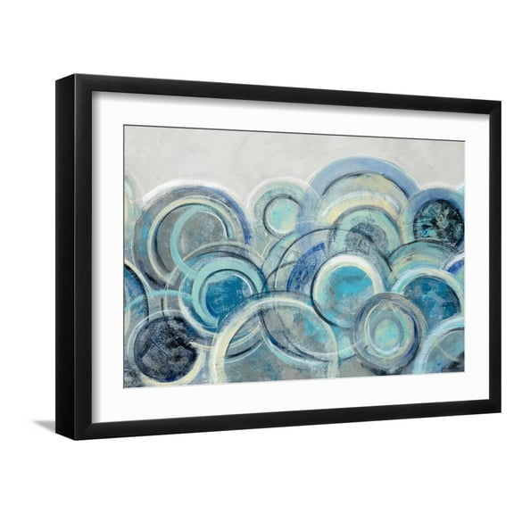 Art.com Variation Blue Grey Crop Art Print by Silvia Vassileva, Black Frame Wall Art, 23" x 17"