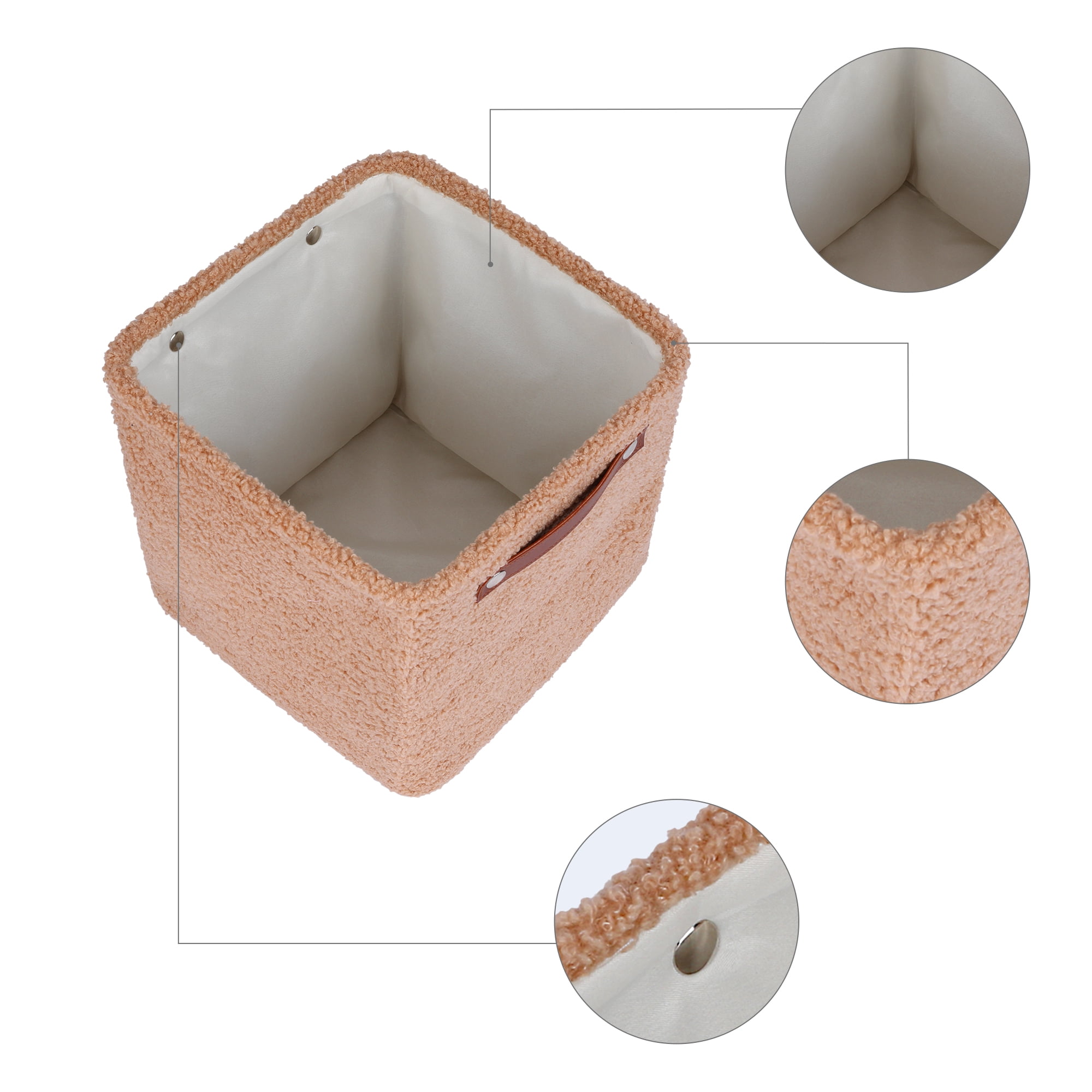 Unique Bargains 3 Packs Collapsible Cotton Storage Bin with Handles Dark Khaki