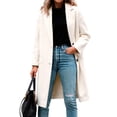 thumbnail image 4 of Women's Long Sleeve Lapel Button Down Casual Trench Coat Outwear Beige L, 4 of 7