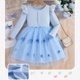 thumbnail image 3 of Vestido de cuello redondo y manga larga para niñas Vestido de cuello redondo y manga larga para niñas Falda de malla elegante Vestido de princesa elegante para niñas pequeñas Vestido de poliéster para, 3 of 4