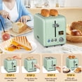 thumbnail image 3 of Toaster 2 Slice, Stainless Steel Bread Toaster with Colorful LCD Display, 7 Bread Shade Settings, 900W, Mint, 3 of 7