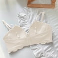 thumbnail image 3 of SMihono Women's Lace Sexy Underwire Mesh Bra Front Bow Tie Back Closure Full Coverage Sheer Plus Size Unpadded Bras Beige 34/75AB, 3 of 4
