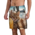 thumbnail image 2 of KLL Relaxing Cat With Orange Juice Men's Casual Summer Beach Shorts Hawaiian Shorts with Pockets-XX-Large, 2 of 5
