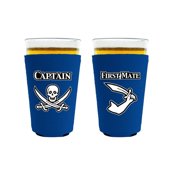 Captain and First Mate Pint Glass Coolie Set (Royal Blue)