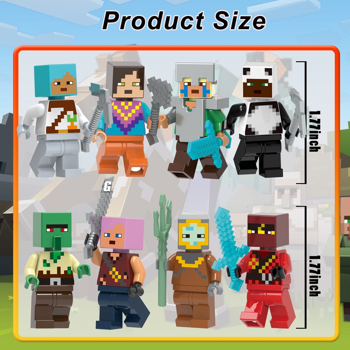 22 Pcs Miner Minifigures Building Blocks Toys Set, Game Pixelated Miner  Character Action Figures Building Kits Collection StitchingToy for Boys  Kids Fans 