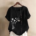 thumbnail image 2 of successthop Holiday Shirts Women Casual Plus Size Crewneck T Shirt Button Lightweight Short Sleeve Tops Floral Outfits, 2 of 5