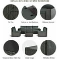 thumbnail image 4 of Gotland Outdoor Patio Furniture Set 6 Piece Sectional Rattan Sofa Set Rattan Wicker Patio Conversation Set with 5 Seat Cushions and 1 Tempered Glass Table,Grey, 4 of 6