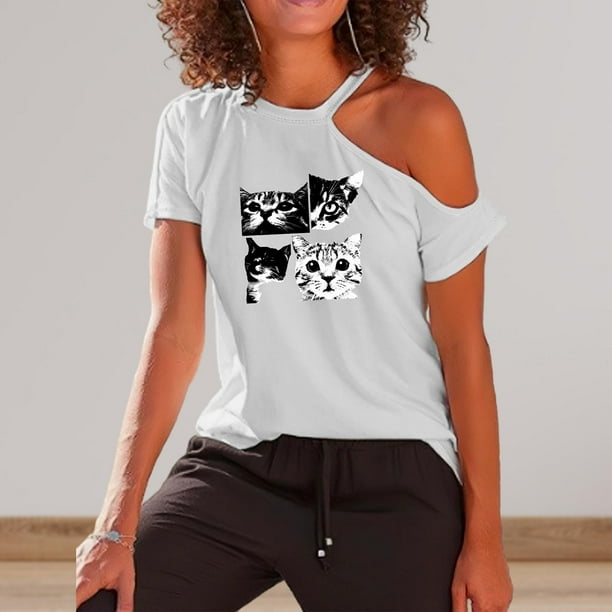 Camiseta para mujer, camiseta para mujer, camisetas de manga corta, camiseta informal, regalo, Camiseta básica cómoda, camisetas de verano para deportes, trabajo, compras SG Yinane Camiseta para mujer