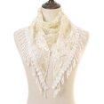 thumbnail image 2 of Bufandas para mujer, bufanda triangular de encaje a la moda, bufanda con borlas florales ahuecada transparente, bufanda triangular de colores, chal para mujer, blanco, 2 of 5