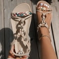 thumbnail image 3 of Mostsola Womens Braided Flat Sandals Comfortable Cute Boho Beaded Slingback Summer Dressy Shoes, 3 of 9